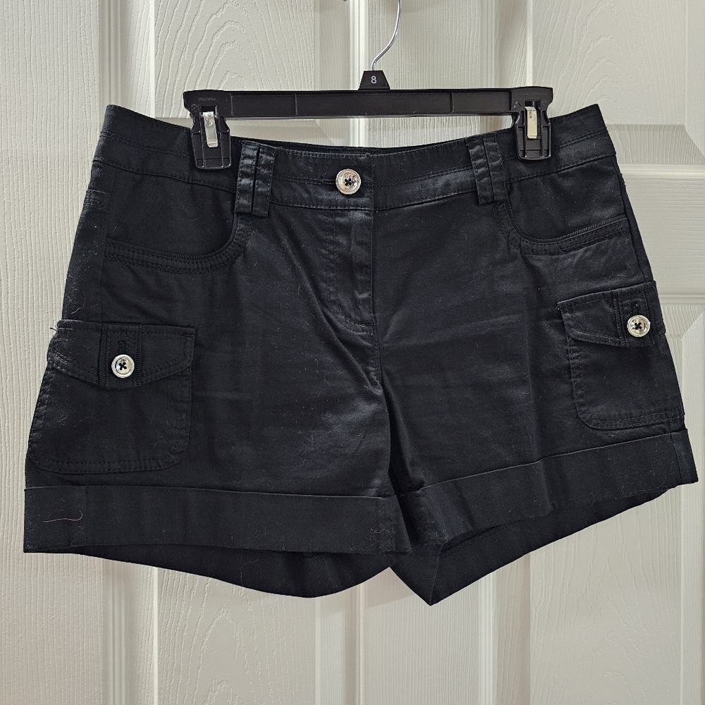 Women's Black Cotton Cargo Shorts